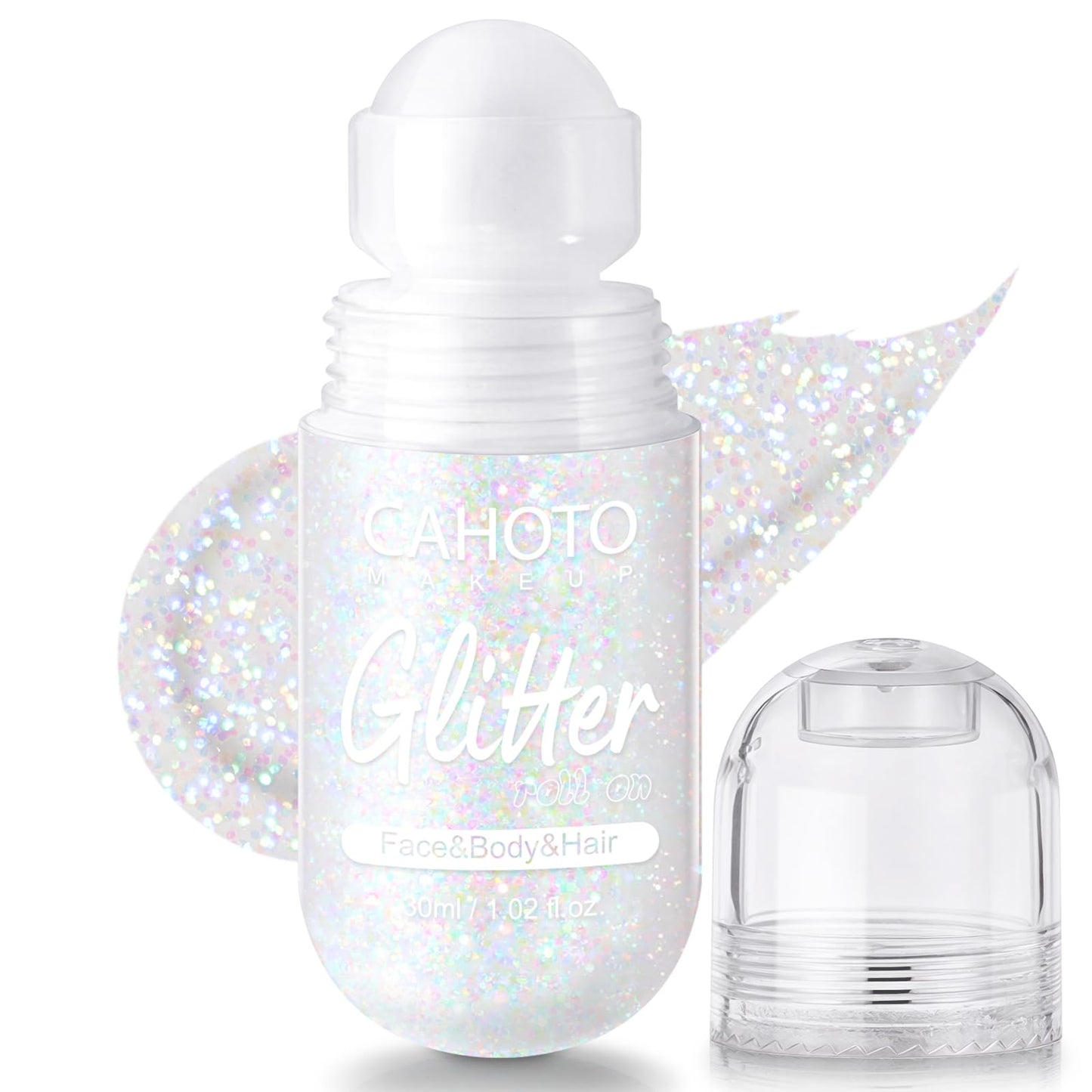 CAHOTO Dazzle Roll-on Glitter for Face Body and Hair, Mermaid Sparkling Holographic Shimmer, Chameleon Color Rolling Sequins for Concerts Rave Festival Halloween Party Carnival, 1.02fl.oz