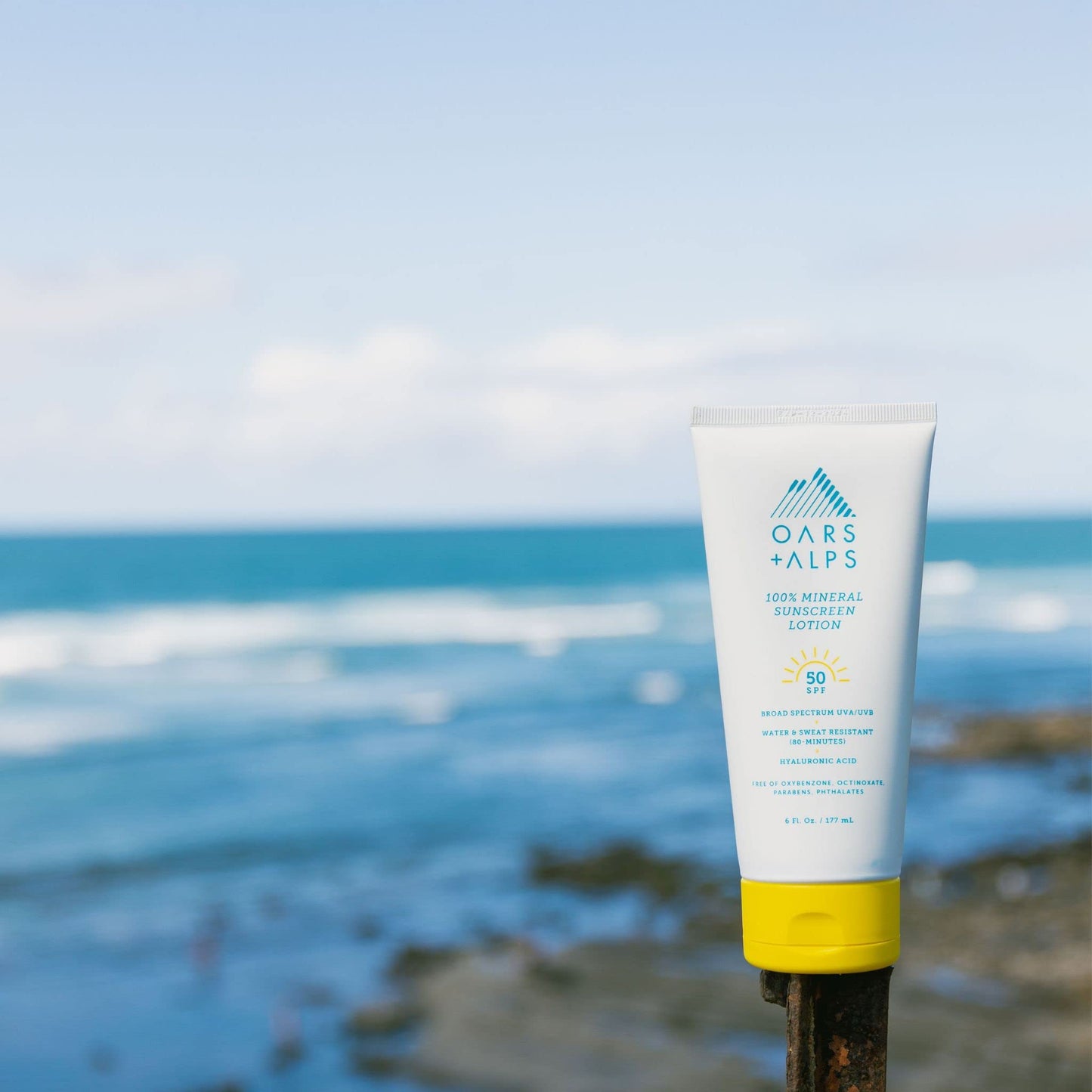 Oars + Alps SPF 50 Mineral SPF Sunscreen Body Lotion, Infused with Hyaluronic Acid, Shea Butter, and Coconut Oil, Water and Sweat Resistant, 6 Fl Oz