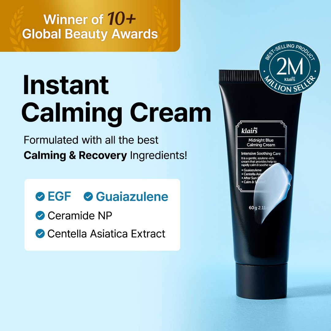 DearKlairs Blue Comforting Duo | Calming&Rich Moist Soothing Creams for Deep Moisture, Korean Skin Care for Dry, Sensitive Skin