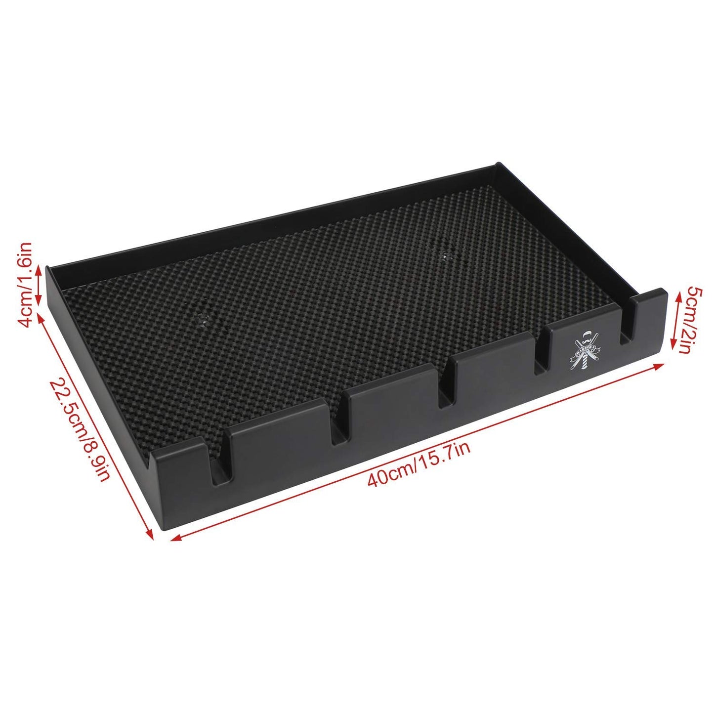 Segbeauty Barber Clipper Tray, Holder and Rack, Anti-Slip Black Salon Organizer, Razor Case, 5 Notches Professional Hair Trimmer Holder, Hairdresser Stylist Barbers Tools Box