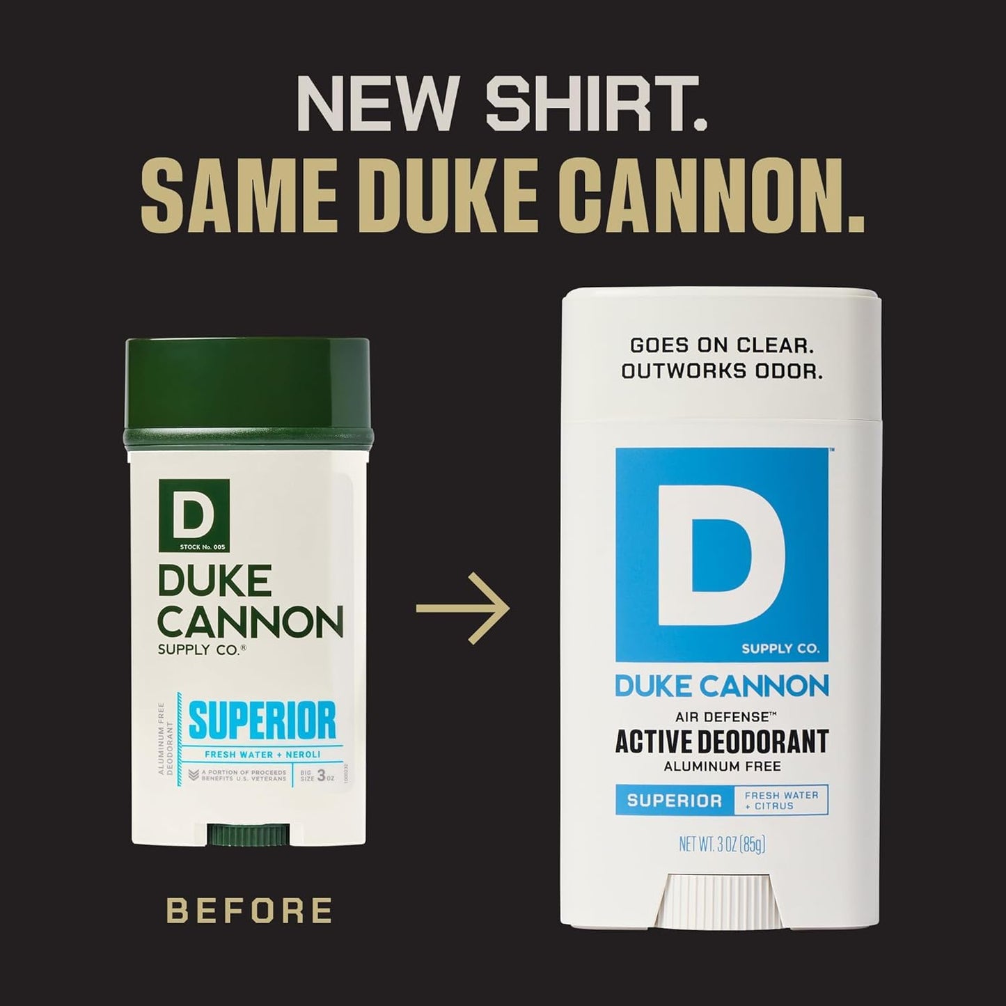 Duke Cannon Aluminum-Free Deodorant for Men - Air Defense, Fresh Water + Citrus, 3 oz – Long-Lasting, Clear Glide, Skin-Soothing Formula (Superior)