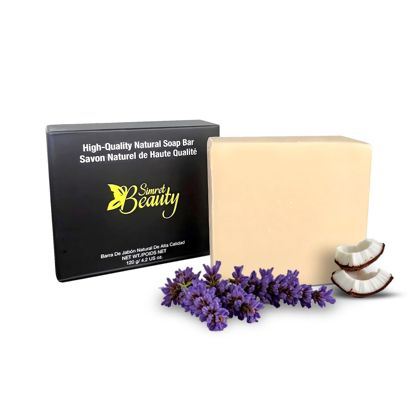 Simret Beauty Coconut and Shea Butter Soap - Organic Soap Bar with Goat Milk, Vegan Chemical-Free Moisturizing Bar for Face & Body, All Skin Types, Cruelty-Free, 4.2 oz
