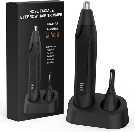 Setonia Nose Hair Trimmers for Men,Rechargeable Eyebrow Trimmer 2 in 1 Painless Multifunctional Ear and Nose Hair Trimmer with Dual Edge Blades Portable Design R002