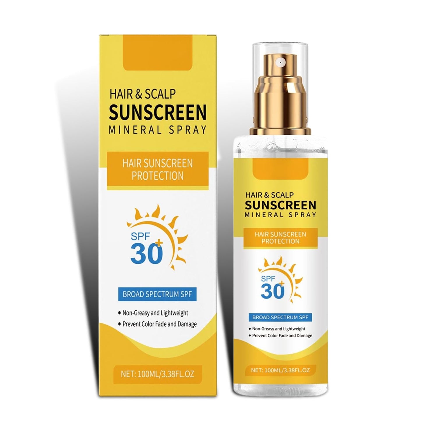 Hair & Scalp Sunscreen Spray SPF 30 | UV Protection Spray for Color-Treated Hair, Non-Greasy Scalp Shield with Coconut Oil | Broad Spectrum UVA/UVB Defense Against Fade & Dryness