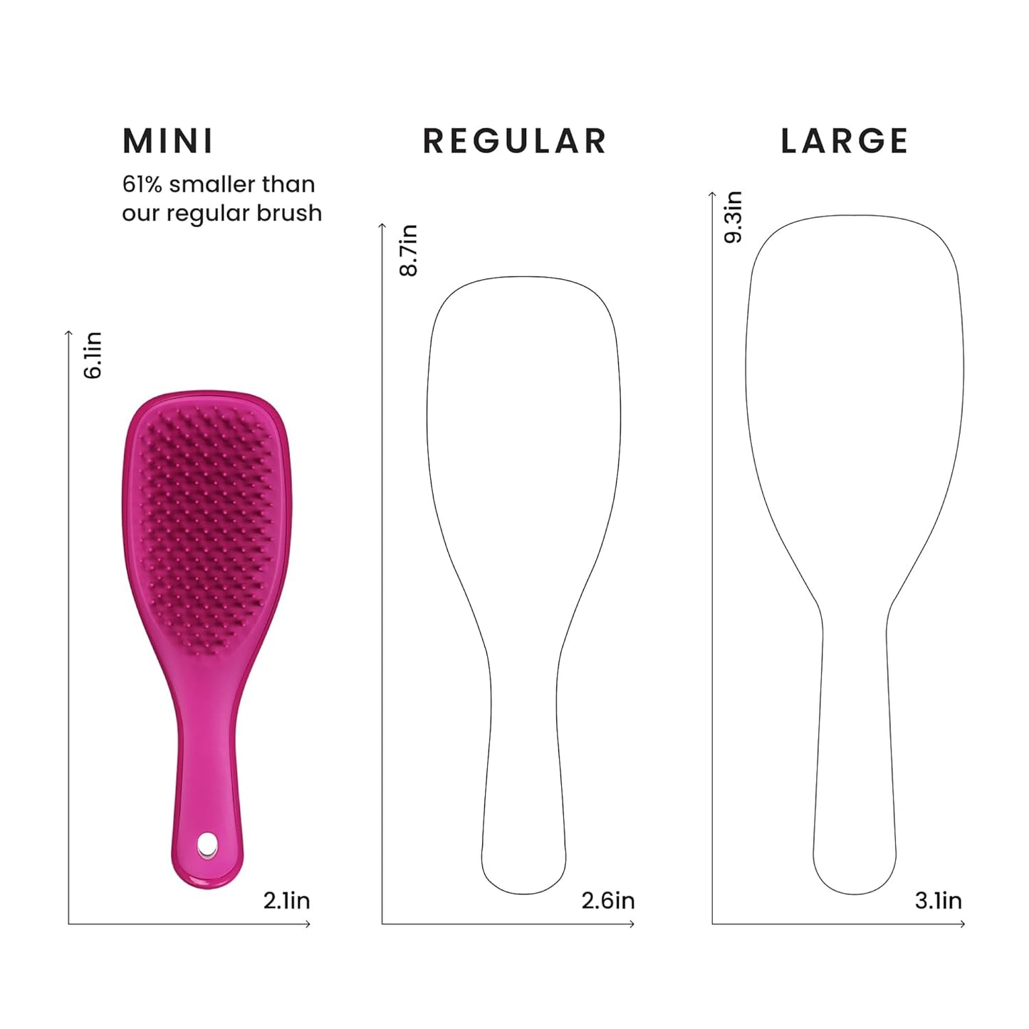 Tangle Teezer Ultimate Detangler Brush - Travel-Size Mini Hair Brush for Straight to Wavy Hair | Electric Raspberry