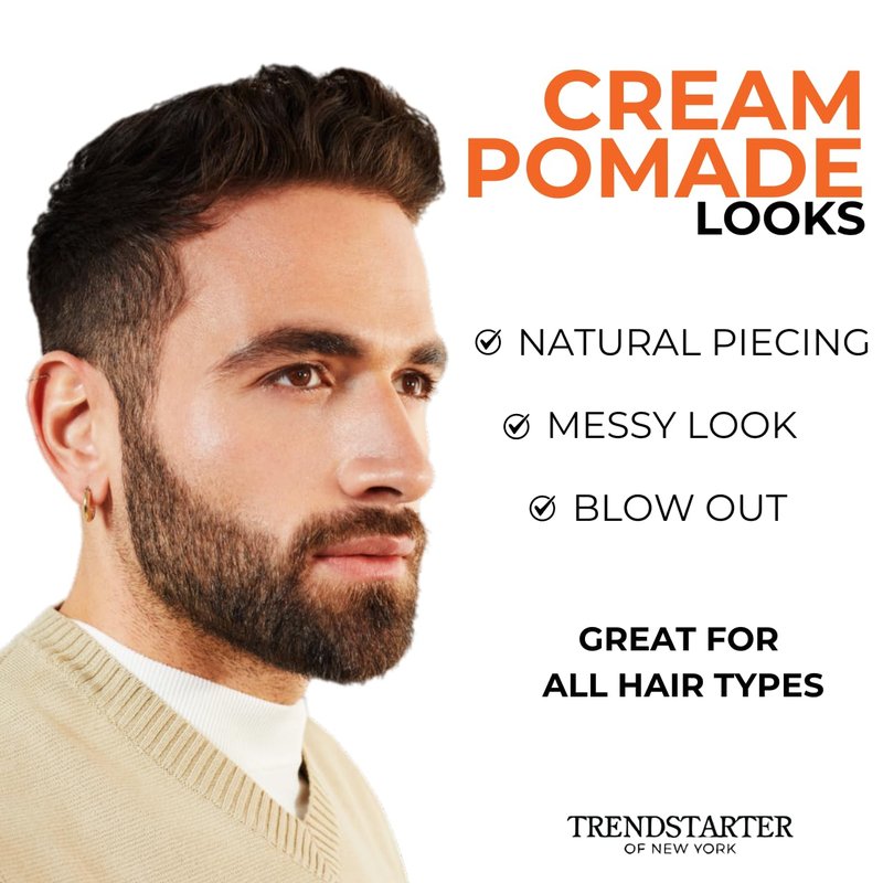 Cream Pomade - Medium Hold Water-Based Hair Styling Putty | 4oz, Low Shine Finish
