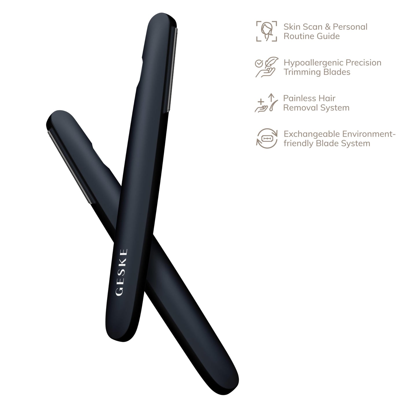 GESKE Precision Trimmer | 4 in 1 | Painless, Hygienic Hair Remover | Precise Hair Trimmer Tool | Face & Body | Men & Women | Grooming Device | Hypoallergenic, Easy-to-exchange Blades | All Skin Types