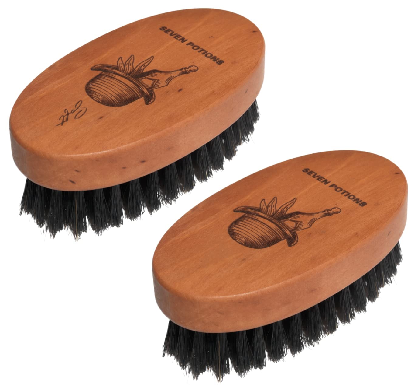 Beard Brushes Duo Set - Soft & Firm Boar Bristle Brushes for All Facial Hair Types | Perfect Grooming Kit