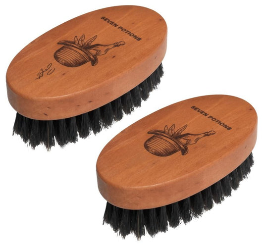 Beard Brushes Duo Set - Soft & Firm Boar Bristle Brushes for All Facial Hair Types | Perfect Grooming Kit