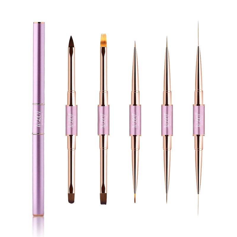 Eptbsdu Nail Art Brushes, 5PC Double Ended Nail Art Design Brushes, Nail Brushes for Nail Art Striping Nail Art Brushes for Long Lines, Ombre Nail Drawing Pen for Salon at Home DIY Manicure