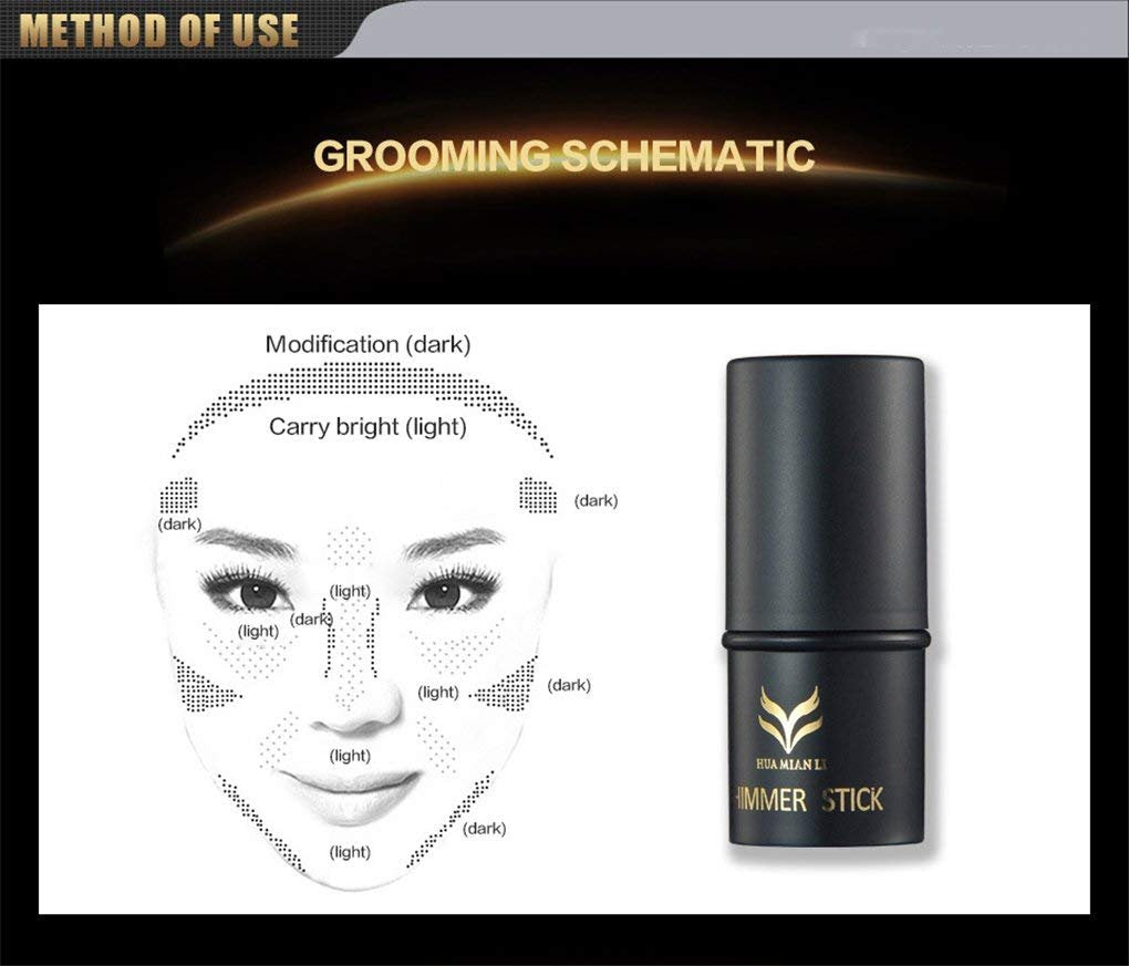 FantasyDay Illuminator Face Highlighter Makeup Sticks Pearl Shimmer Whitening Cream Shimmer Contouring Stick Foundation Stick Face Eye Nose Concealer Pen #2