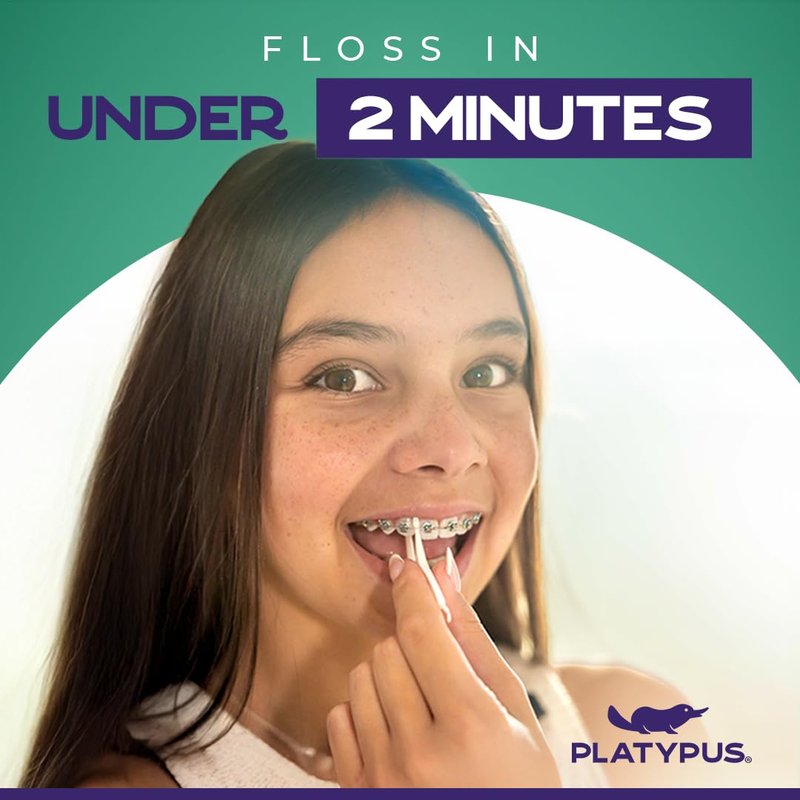 Platypus Orthodontic Flossers for Braces, 30 Count (Pack of 6), Ortho Picks for Adults & Kids, Fits Under Arch Wire, Non-Damaging, Encourage Flossing Habits