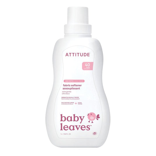 ATTITUDE Baby Fabric Softener, Plant and Mineral-Based Ingredients, HE Compatible, Vegan and Cruelty-free Laundry and Household Products, Unscented, 40 Loads, 33.8 Fl Oz