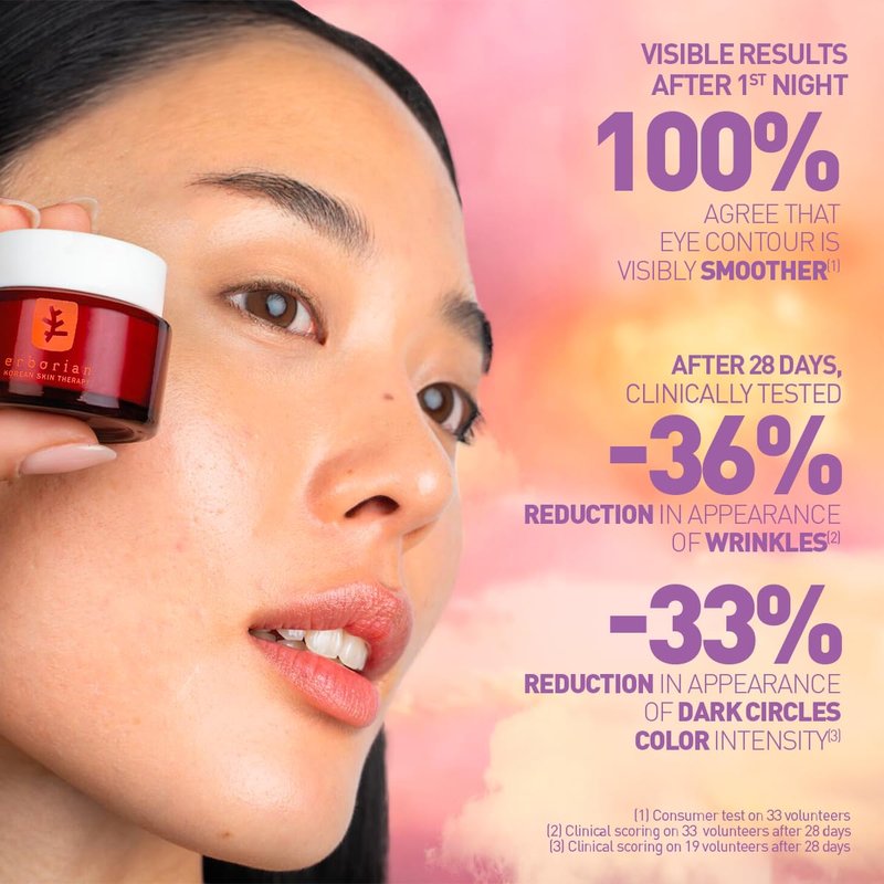Erborian Skin Therapy Eye Cream, Multi-Perfecting Anti-Aging, Illuminates, De-Puffs, Firms, Hydrates With Caffiene, Lightweight, Korean Skincare, 15mL