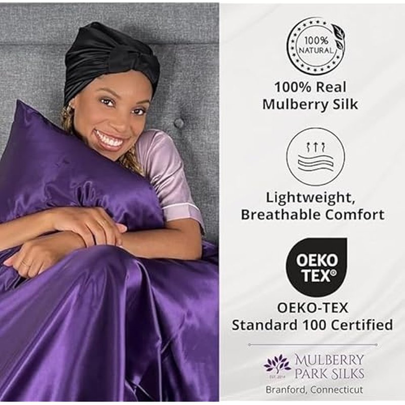 Mulberry Park Silks 100% Silk Head Scarf 36" - 19 Momme Women's Hair Wrap for Sleeping, Reduce Damage, Wear Day & Night