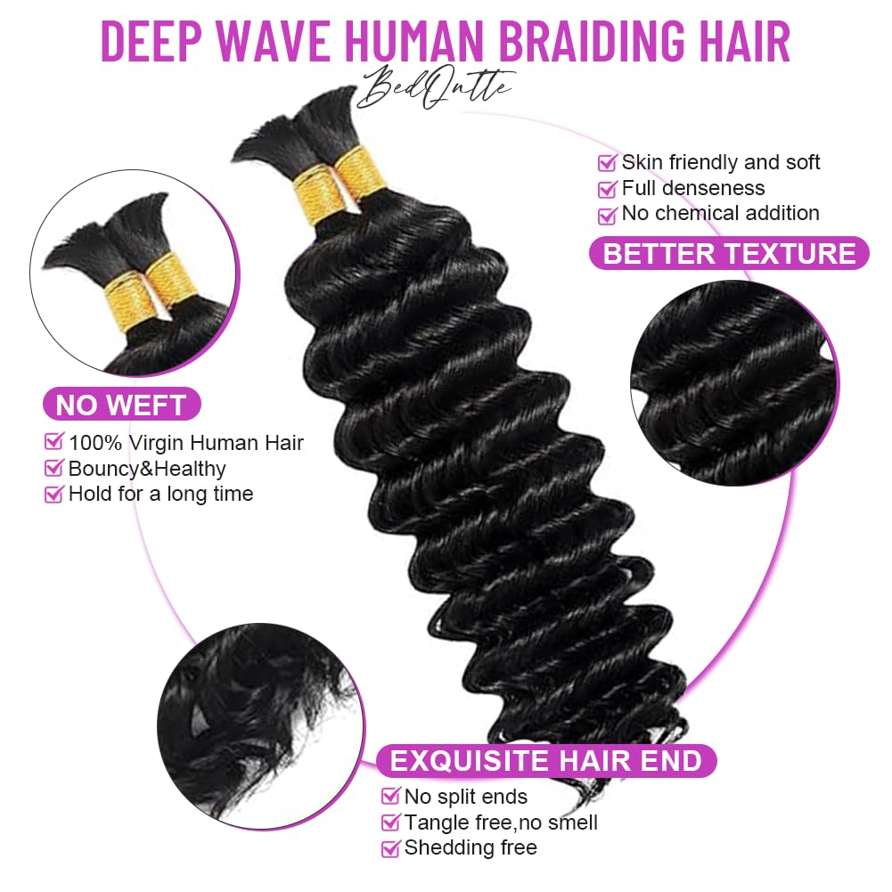 16Inch 110gNatural Black 100% Virgin Hair Extensions Human Braiding Hair for Boho Braids
