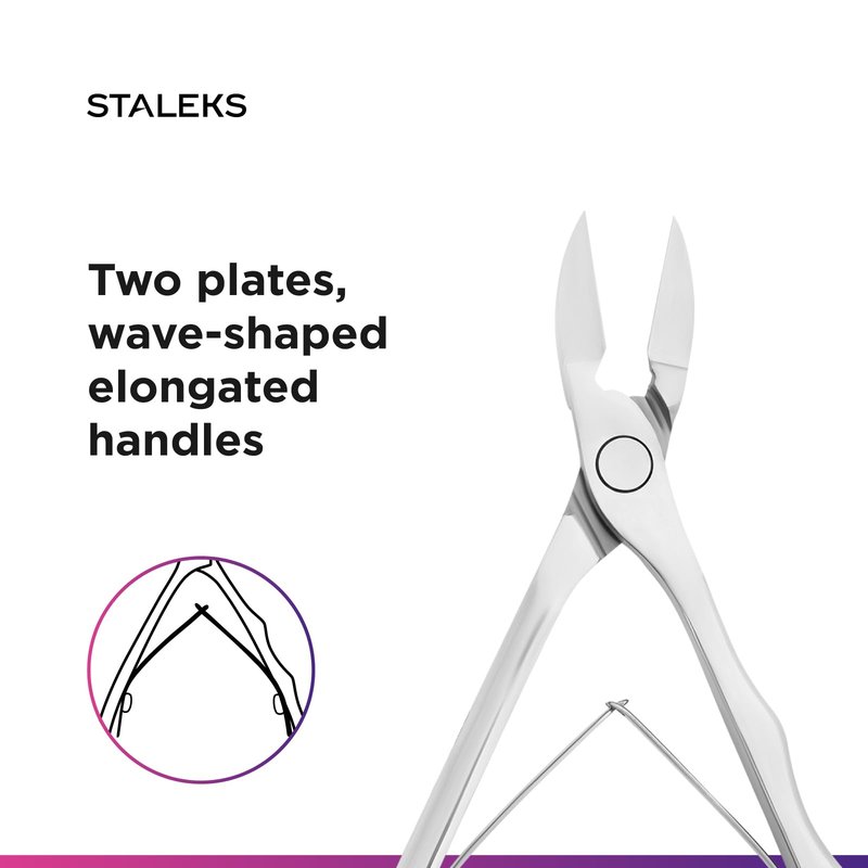 Staleks EXPERT 60 Nail Nippers 16 mm – Long Blades with Heel – Extended Grooved Handles for Precise Pedicure