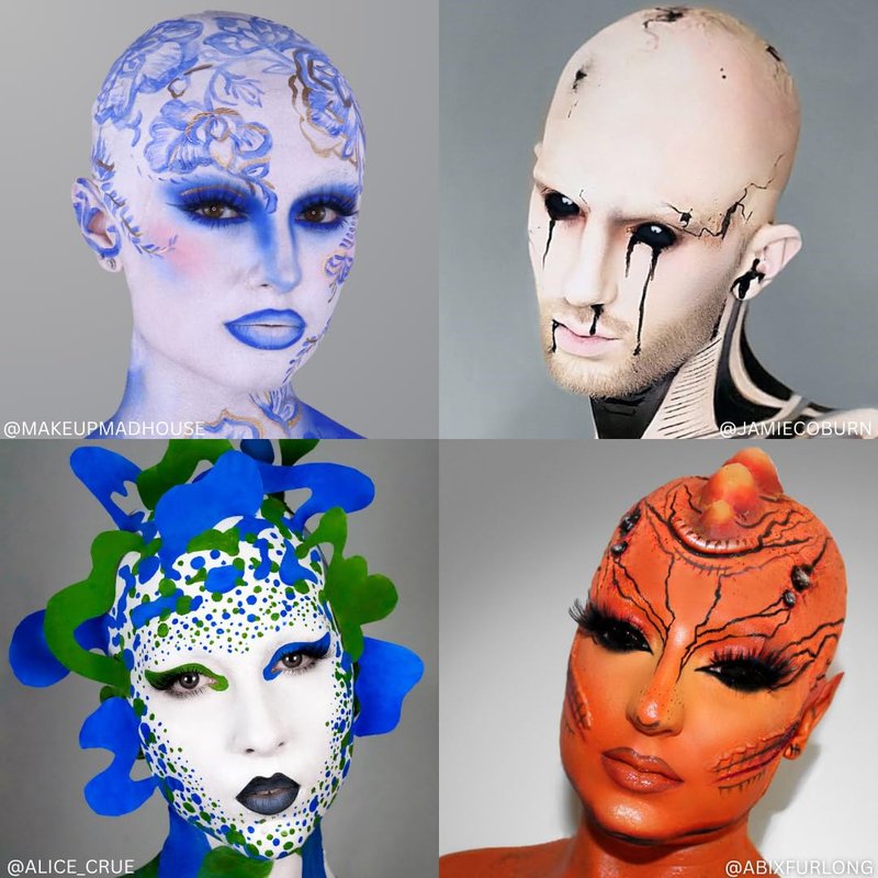 Premium Character Makeup Kit for Halloween & Cosplay - Complete Set with Tools & Instructions | Bald Cap Included