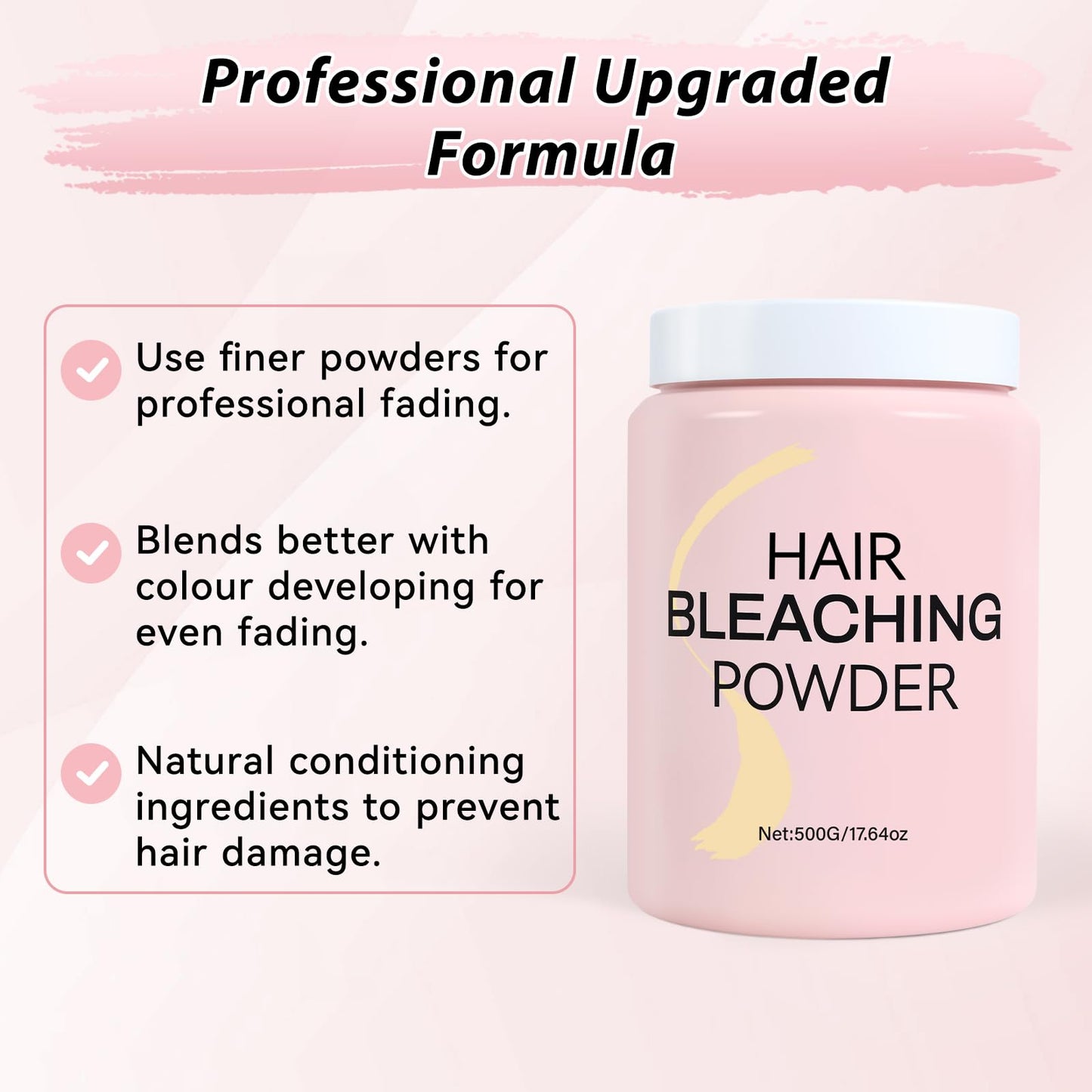 Hair Bleach Powder 500g/17.64 oz, Professional Lightening Bleach for Hair, Strong & Gentle Bleach Powder for Hair, Lift Up to 8 Levels, Perfect for DIY Blonde Highlights & Lightening (500g/17.64 oz)