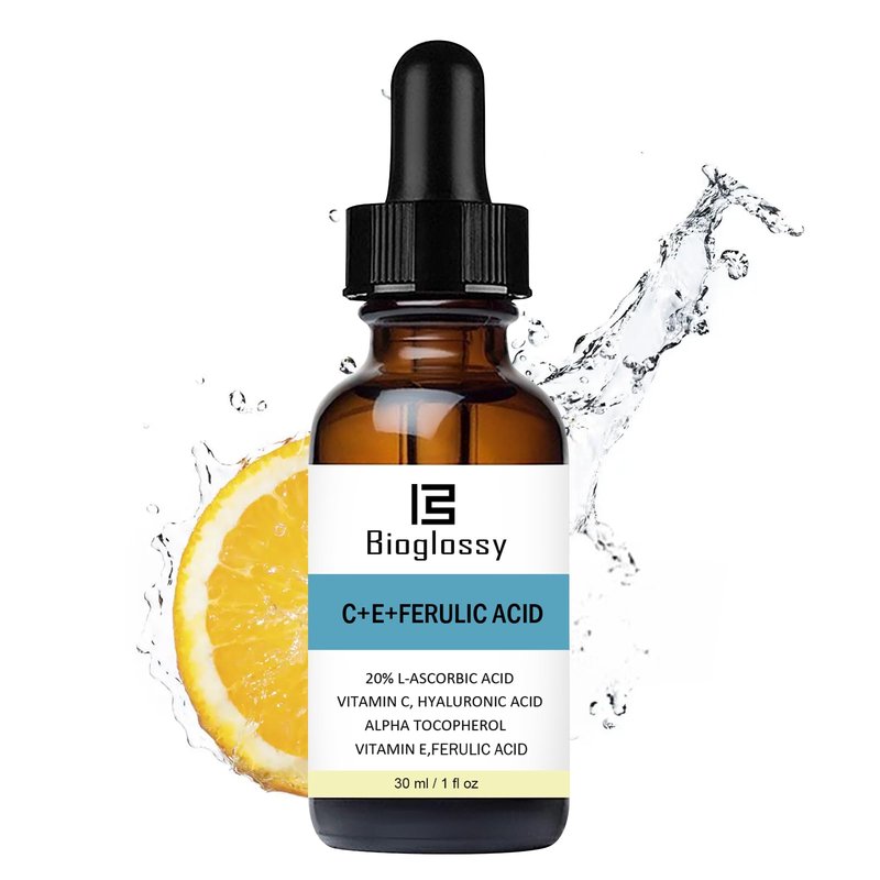 Bioglossy Vitamin CE Ferulic Acid Serum 20% Vitamin C Serum + Vitamin E & Hyaluronic Acid - Skin Moisturizer Face Dark Spot Corrector and Anti Aging 30ml / 1 fl.oz