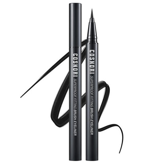 COSNORI Superproof Brush Eyeliner 02 Black Brown - 24h Pen Eyeliner – Super Slim Lasting Liquid Eye Liner - Smudge, Budge Resistant Wear – Allergen Free - 0.02 fl.oz.