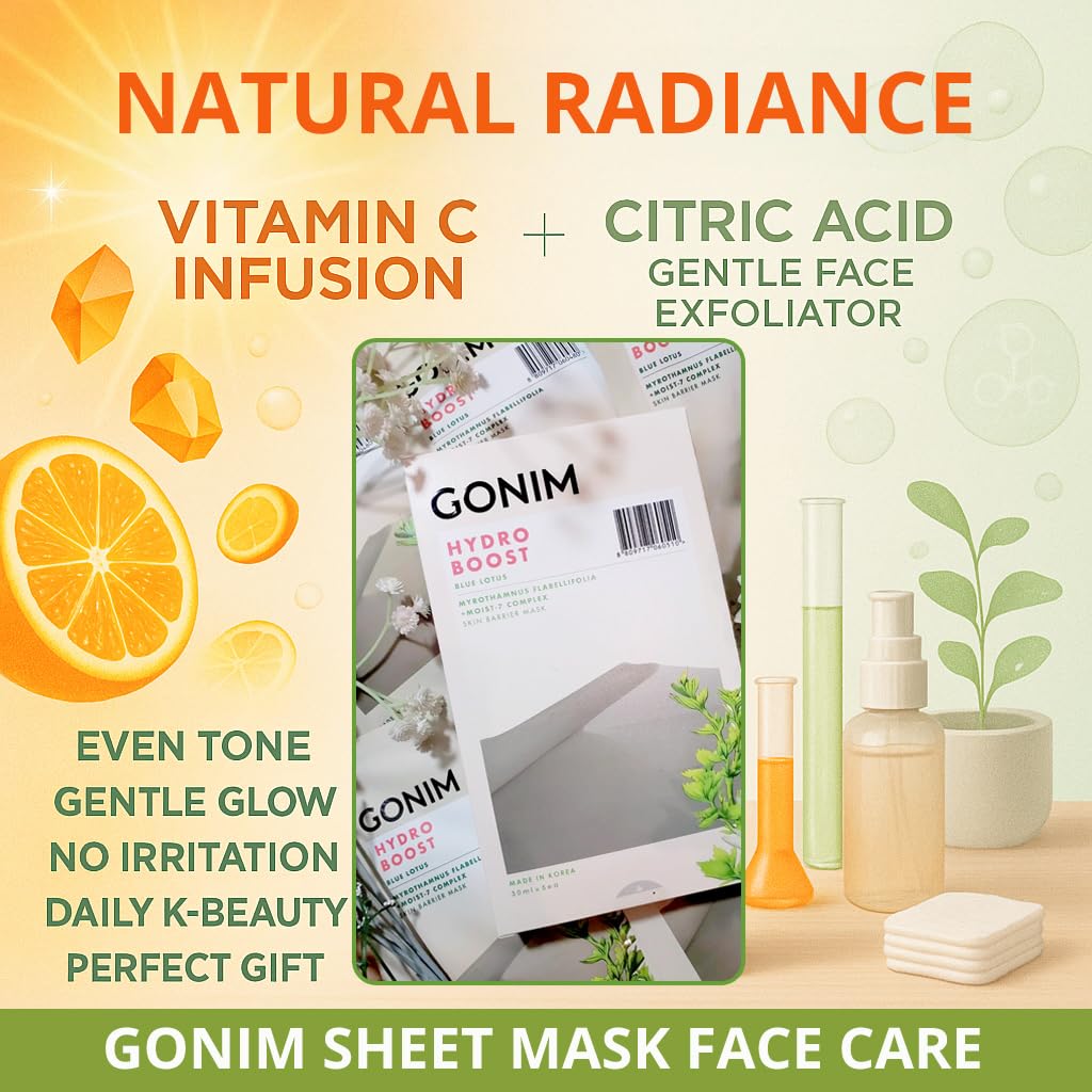GONIM Korean Face Mask, Hydrating Sheet Mask with Hyaluronic Acid Serum