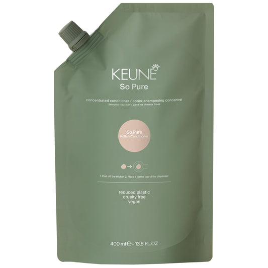 KEUNE So Pure Polish Conditioner Refill, Smoothing Anti Frizz, 13.5 Fl Oz