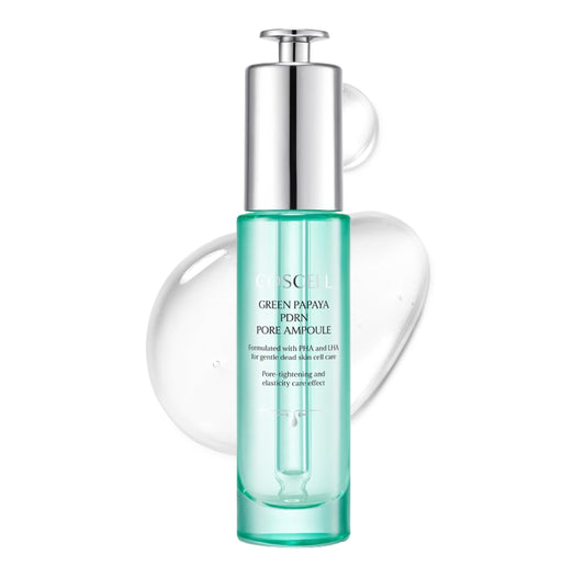 COSCELL Green Papaya PDRN Pore Ampoule - Lightweight Korean Pore Serum for Rough Skin Texture and Daily Hydration, Fresh Non-Sticky Glow Serum 30ml / 1.01 Fl Oz