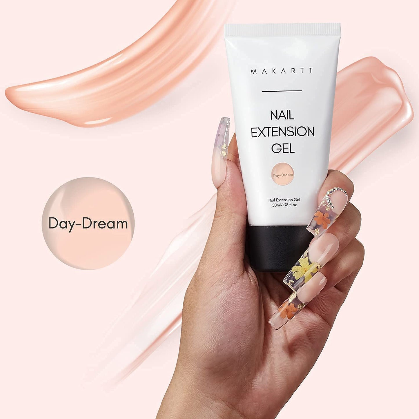 Makartt Poly Nail Extension Gel 50ML Nude Nature Day-dream Bundle with Makartt Poly Nail Gel Kit Neutral 4 Colors 15ML