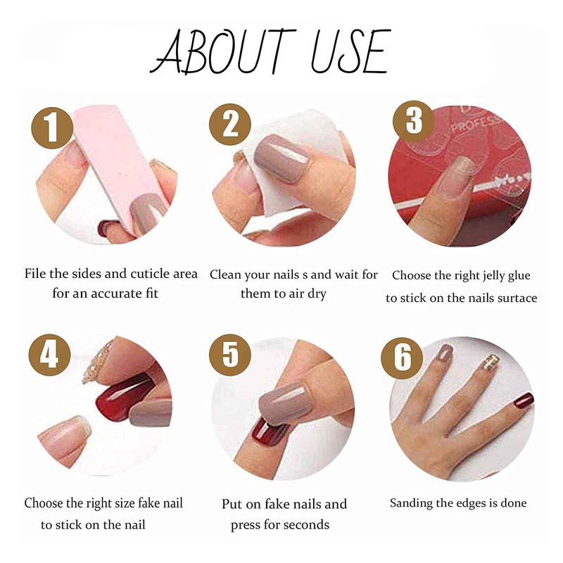 Hkanlre Press On Nails Almond-Glossy Press on Nails Medium,French Fake Nails for Women,Natural Reusable Bling Nails