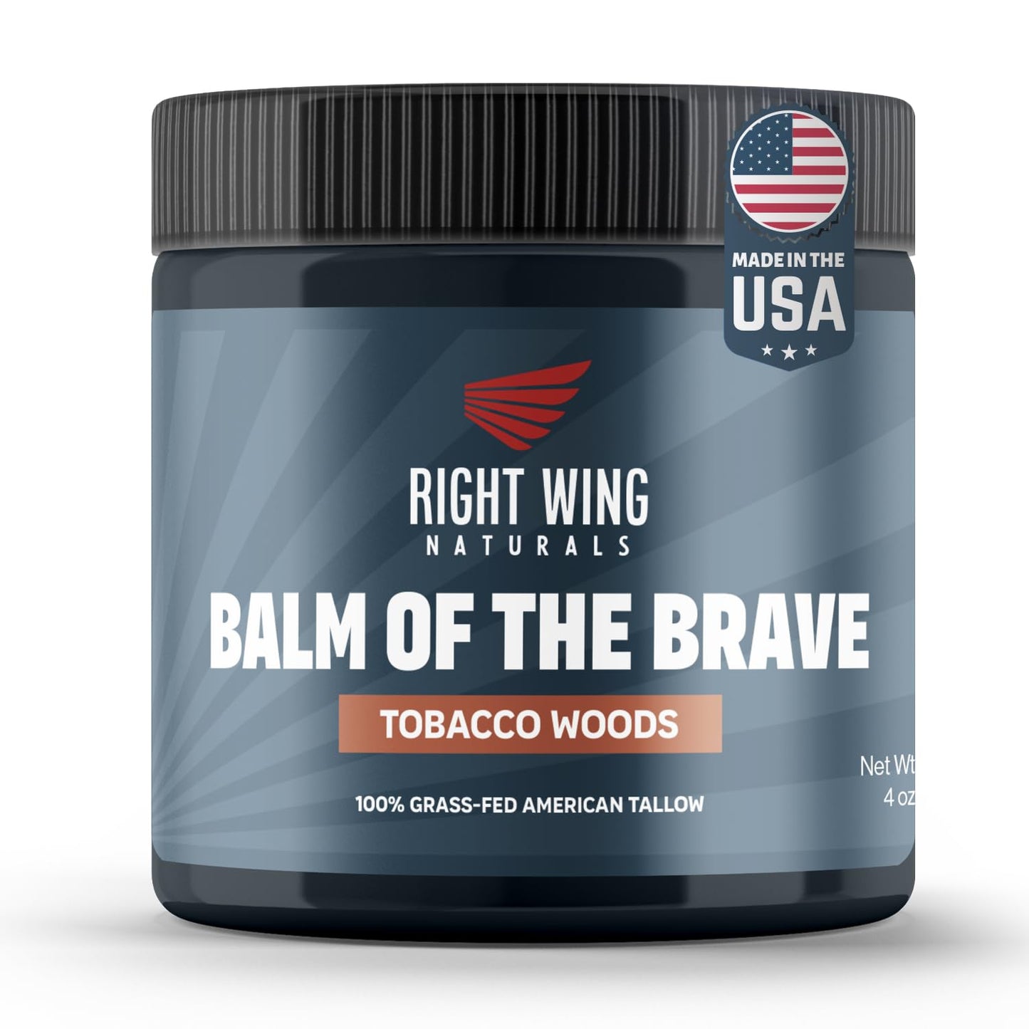Right Wing Naturals Handmade Grass-Fed Beef Tallow for Skin - Moisturizing Beef Tallow Balm - Face & Body Butter for Soft, Smooth Skin (4oz, Tobacco Woods)