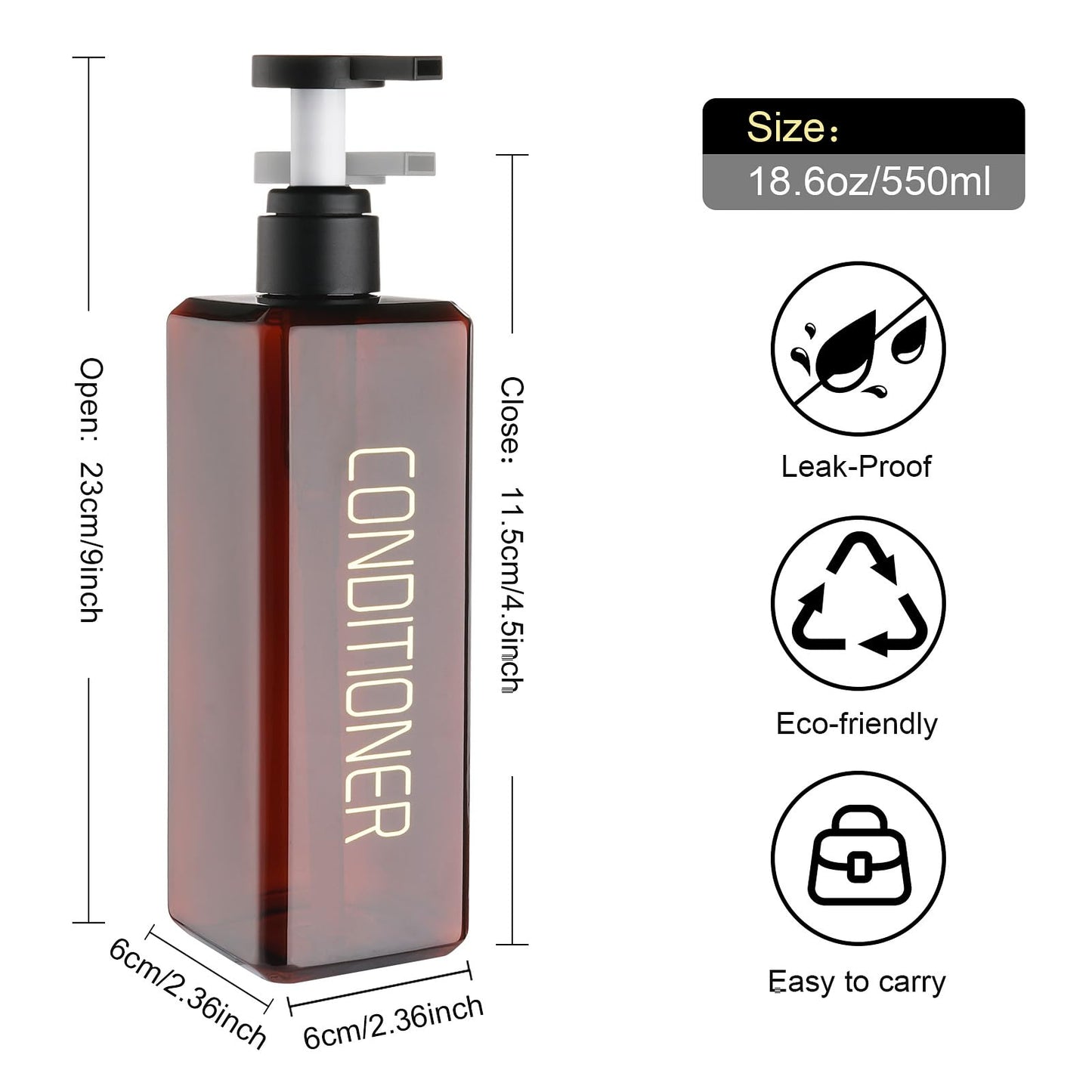 Shampoo and Conditioner Dispenser Shower Soap Bottles 3 Pack 550ml/18.6oz Travel Bottles Travel Accessories Toiletries 4 Pack 3.7oz/110ml