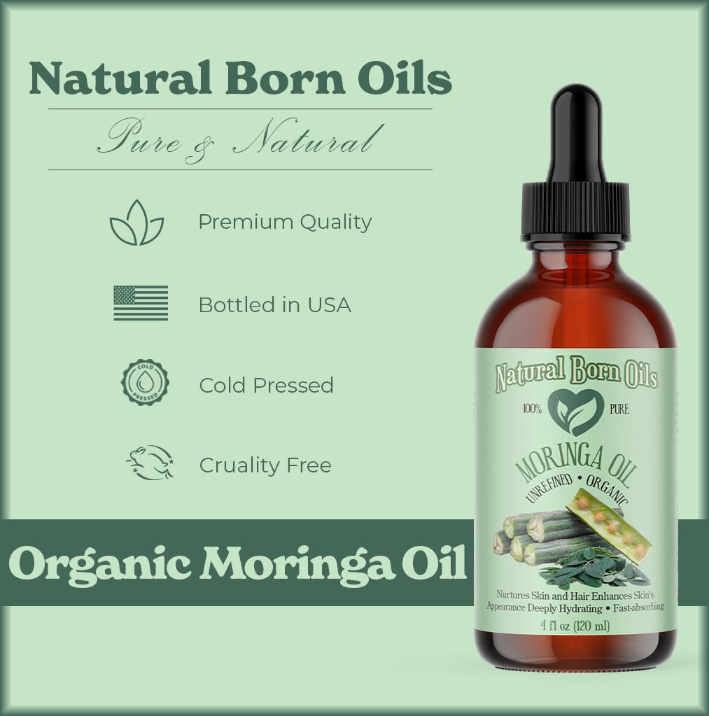 Moringa Oil - Organic Cold-Pressed Oil for Skin & Hair | 16 oz Nutrient-Rich Formula