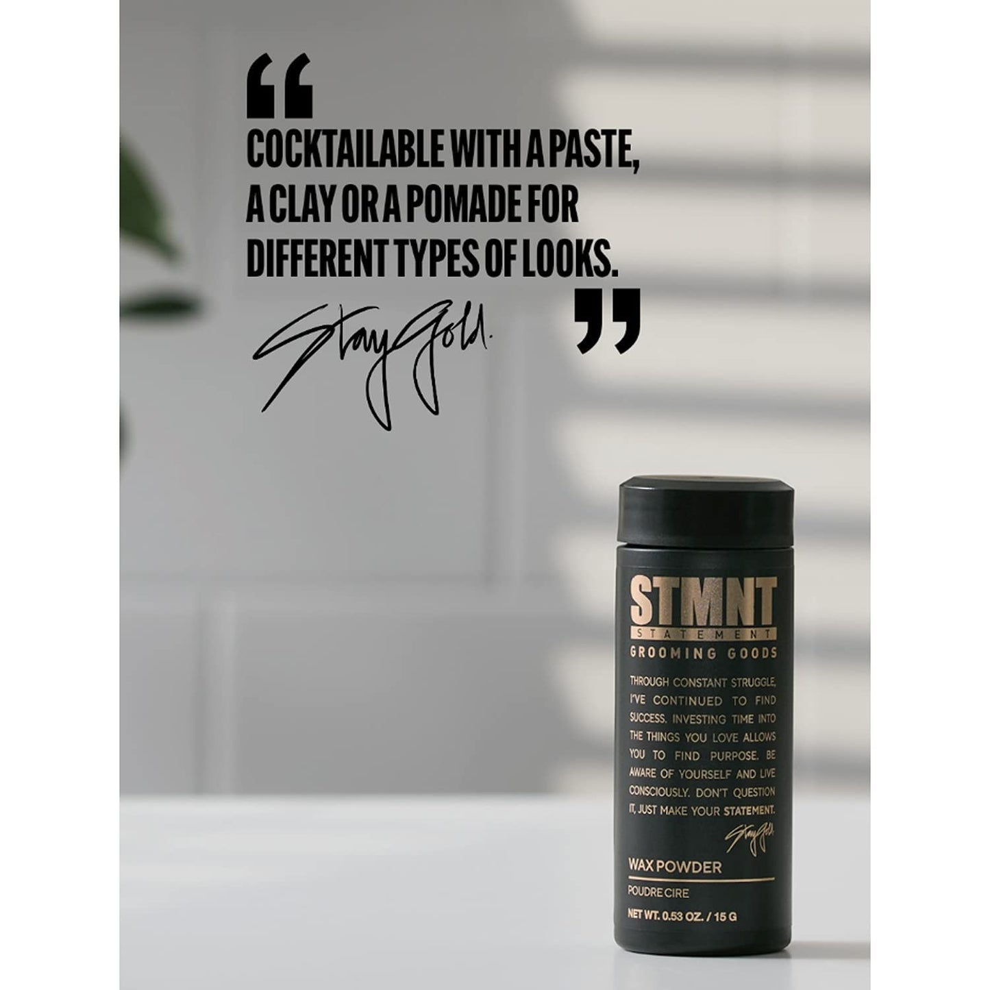 STMNT Grooming Goods Wax Powder, 0.53 oz | Semi-Matte Finish | Added Grip and Volume | Medium Control | Easy To Wash Out | Fuller Feeling Hair