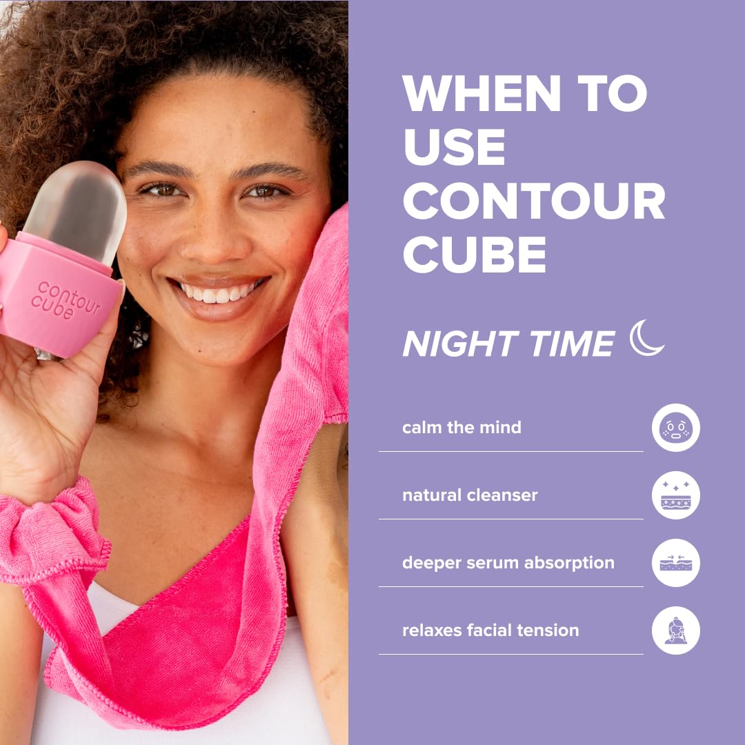 Contour Cube Mini - Revolutionary Ice Roller for Sculpting & De-Puffing - Face Ice Roller & Massager - Ice Mold for Face - Compact Skin Care Tools for Daily Skincare & Travel - Original Pink