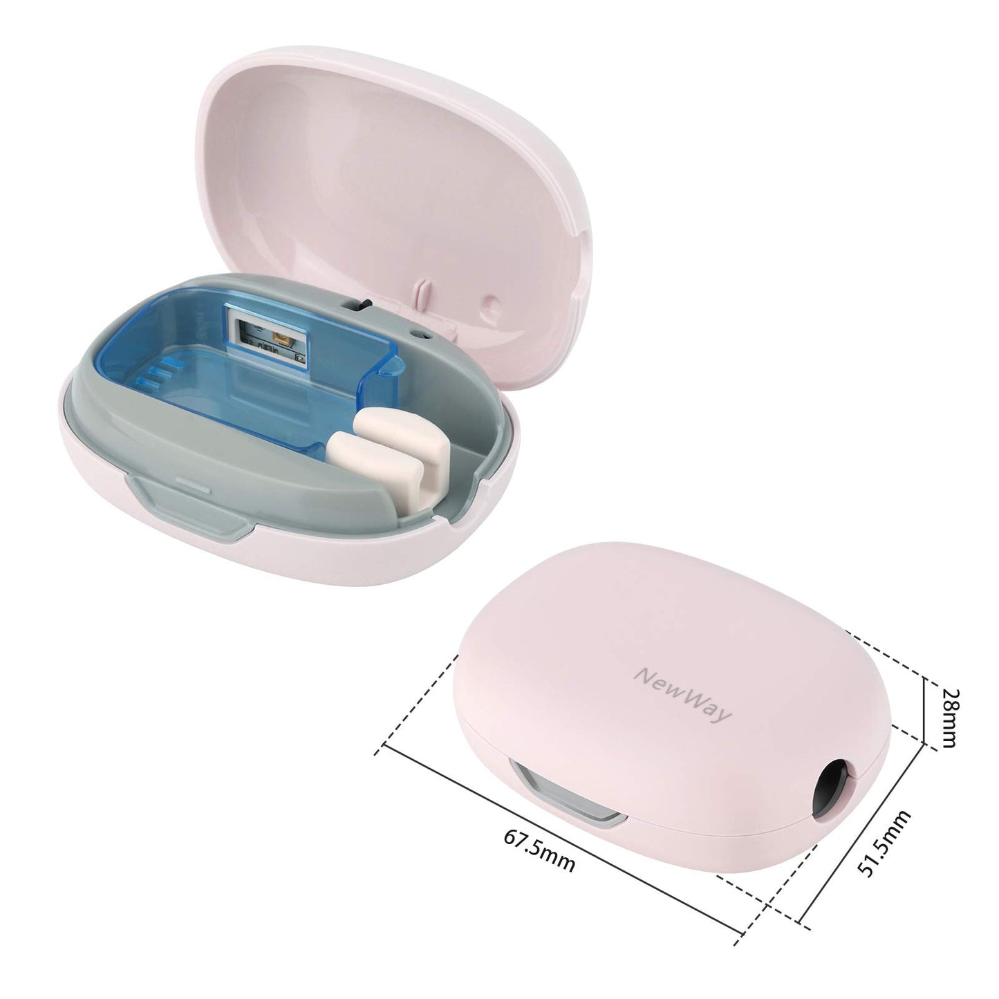 NewWay Mini Toothbrush Cover Rechargeable Travel Toothbrush Case with Holder for Houshold and Traving or Business Trip Pink