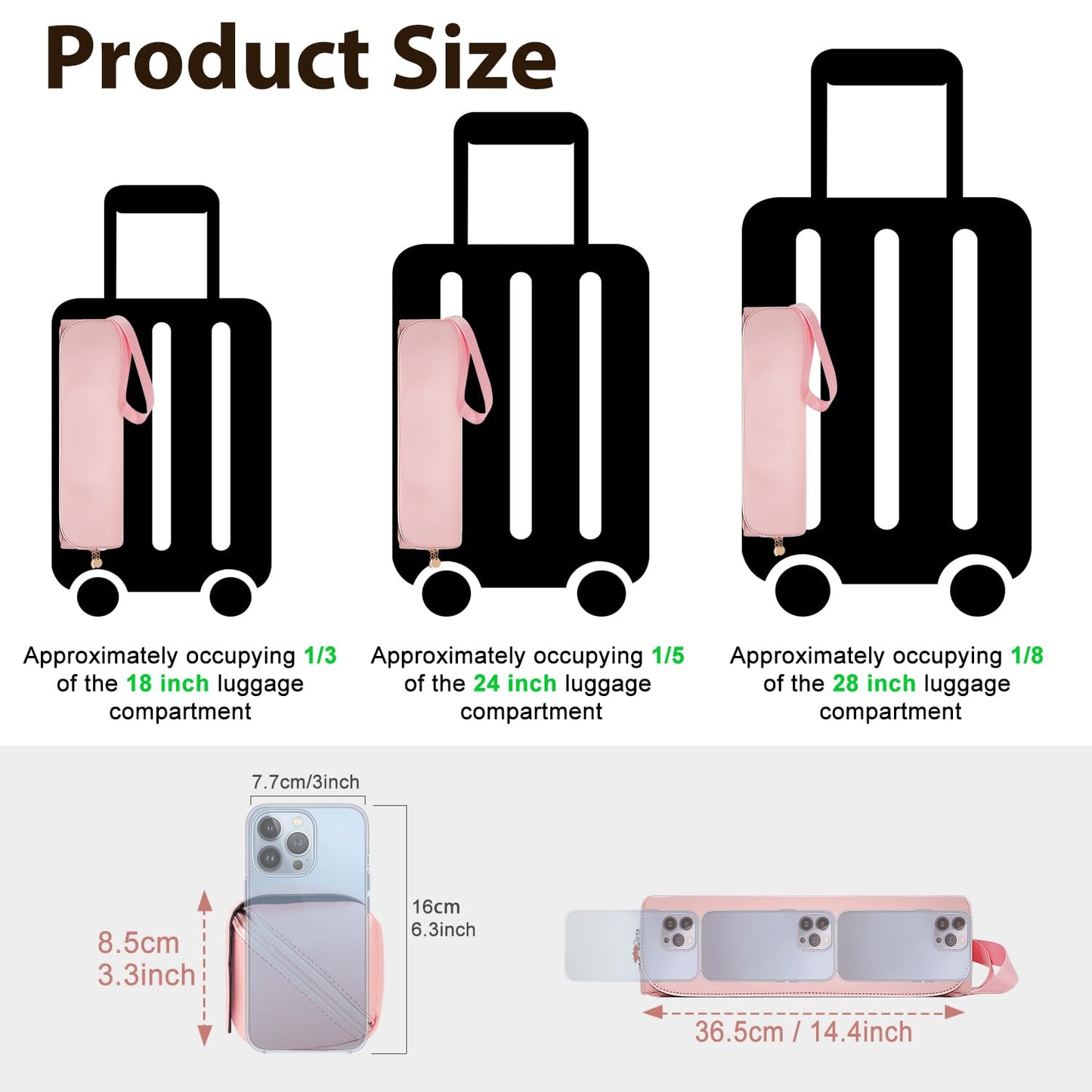 SS Hair Tools Travel Bag and Heat Resistant Mat for Hot Tools, Leather Curling Iron Case, Portable Essentials for Women, Black