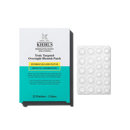 Kiehl's Overnight Pimple Patches - Truly Targeted Invisible Hydrocolloid Blemish Patch, Spot Stickers Absorb Oil and Gunk, Acne Treatment for Shrinking Whiteheads, Blackheads, and Zits (22 Count)