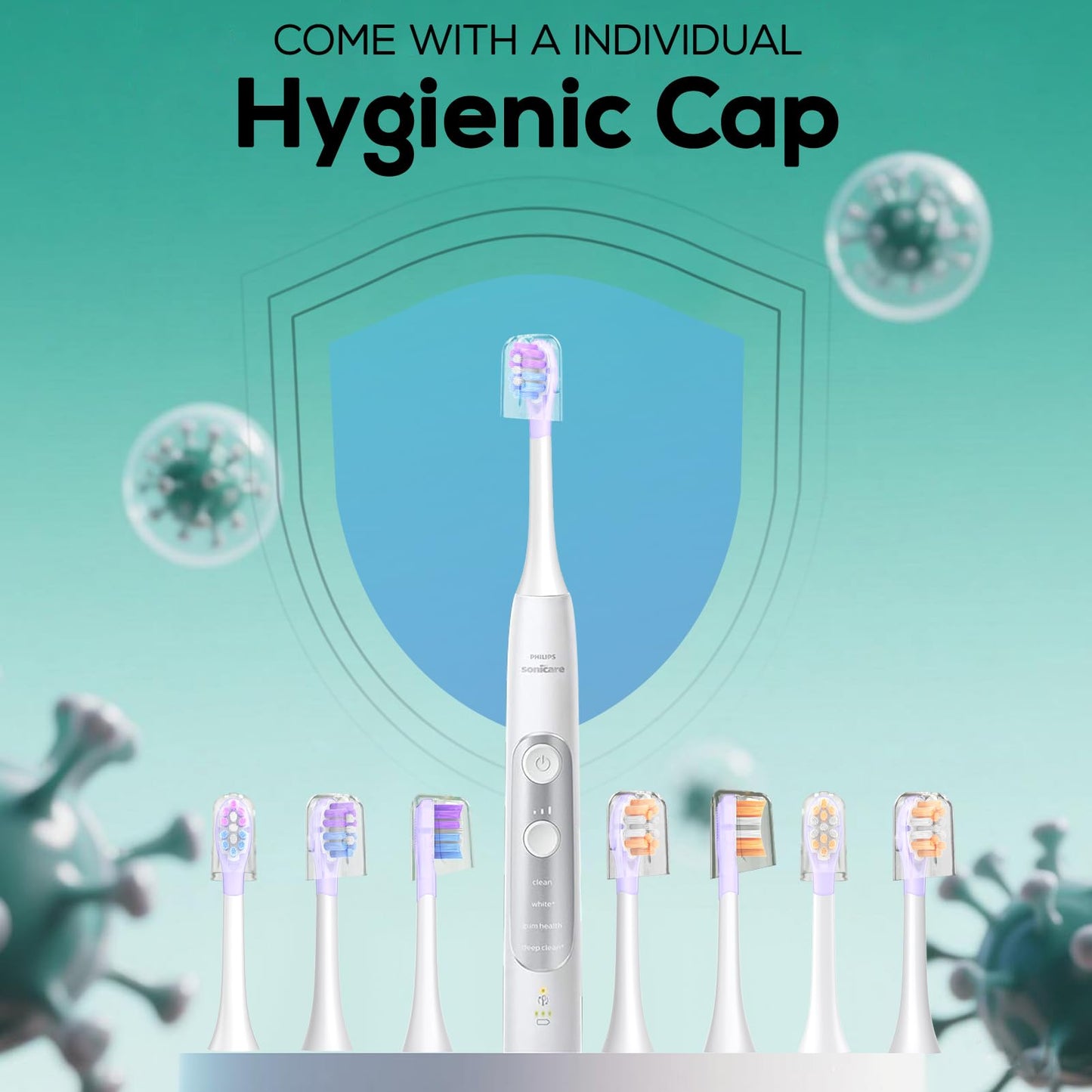 ASYH Replacement Toothbrush Heads Compatible with Philips Sonicare 4100, 5100, 6100 Electric Toothbrushes, Wave-Contoured Design & Medium Soft Brush Heads with Cover - 8Pcs