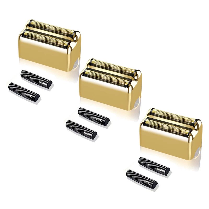 3 pack Professional Replacement Foil and Cutters for BaBylissPRO Barberology Double Foil Shaver, Compatible with BaBylissPRO Barberology FXFS2 Shaver，Gold