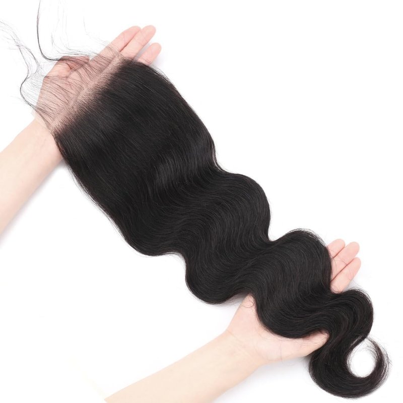 5x5 HD Transparent Skinlike Lace Closure 5x5 Human Hair Body Wave Brazilian Lace Closure 14inch 12A Raw Virgin Free Part Closure Ultra-thin 100% Real Human Hair Pre Plucked Closure Natural Black