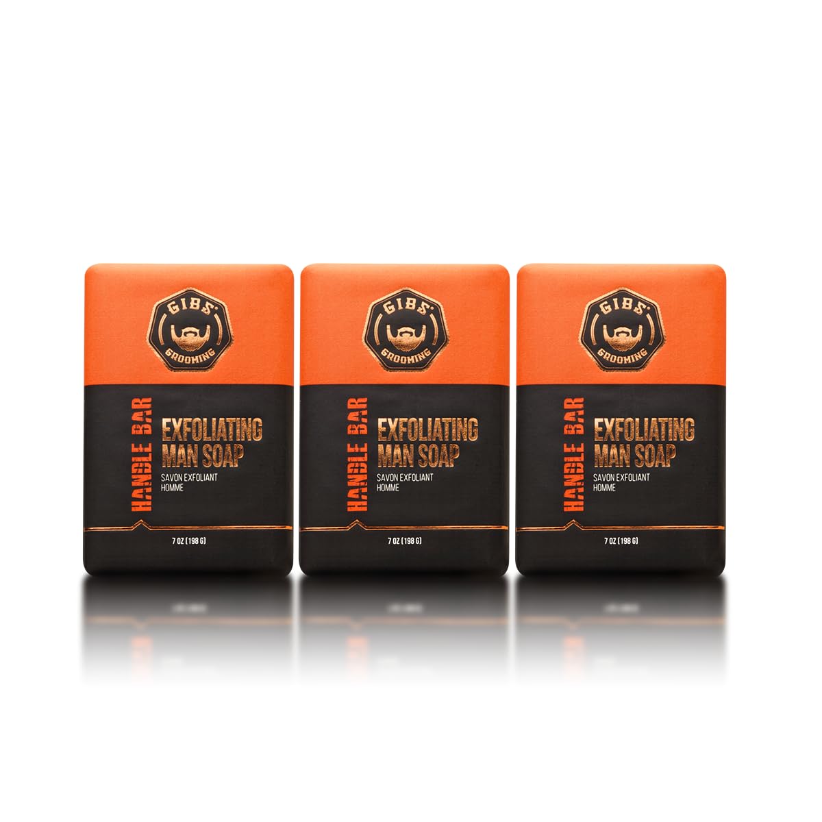 GIBS Handle Bar, Exfoliating, Long-Lasting, Citrus, 7oz Bar Soap (3PACK)