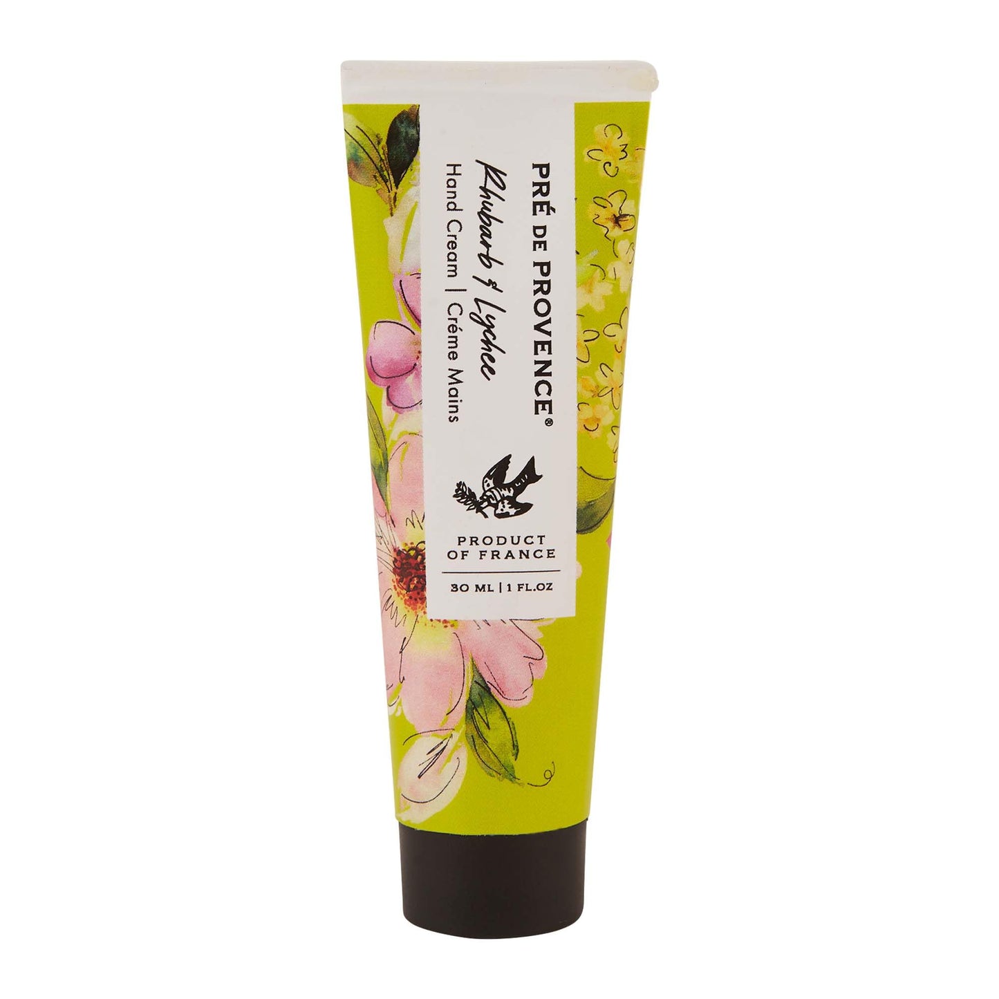 Pre de Provence Le Jardin Collection Hand Cream Enriched with Shea Butter, Aloe and Seed Oils, Moisturize & Nourish Hands, Gift or Travel Size, 30 ml, Rhubarb & Lychee