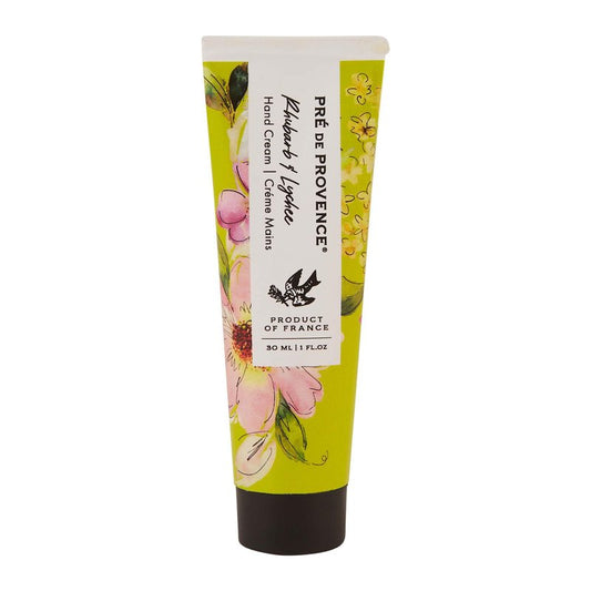 Pre de Provence Le Jardin Collection Hand Cream Enriched with Shea Butter, Aloe and Seed Oils, Moisturize & Nourish Hands, Gift or Travel Size, 30 ml, Rhubarb & Lychee