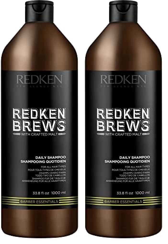 Redken Brews Daily Shampoo For Men - Lightweight Hydrating Cleanser For All Men's Hair Types,Adds Moisture and Shine to Dry Hair,33.8 Fl Oz,(Pack of 2)