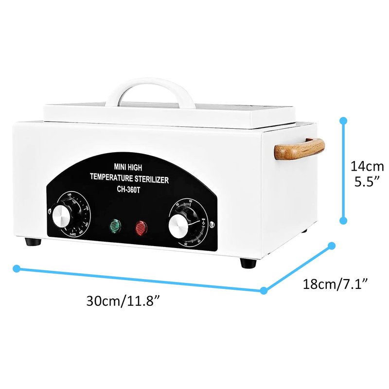 High-Temperature Metal Tool Cleaning Box - 1.5L Dry Heat Sterilizer for Nail & Tattoo Equipment | Adjustable Temp & Time (White)