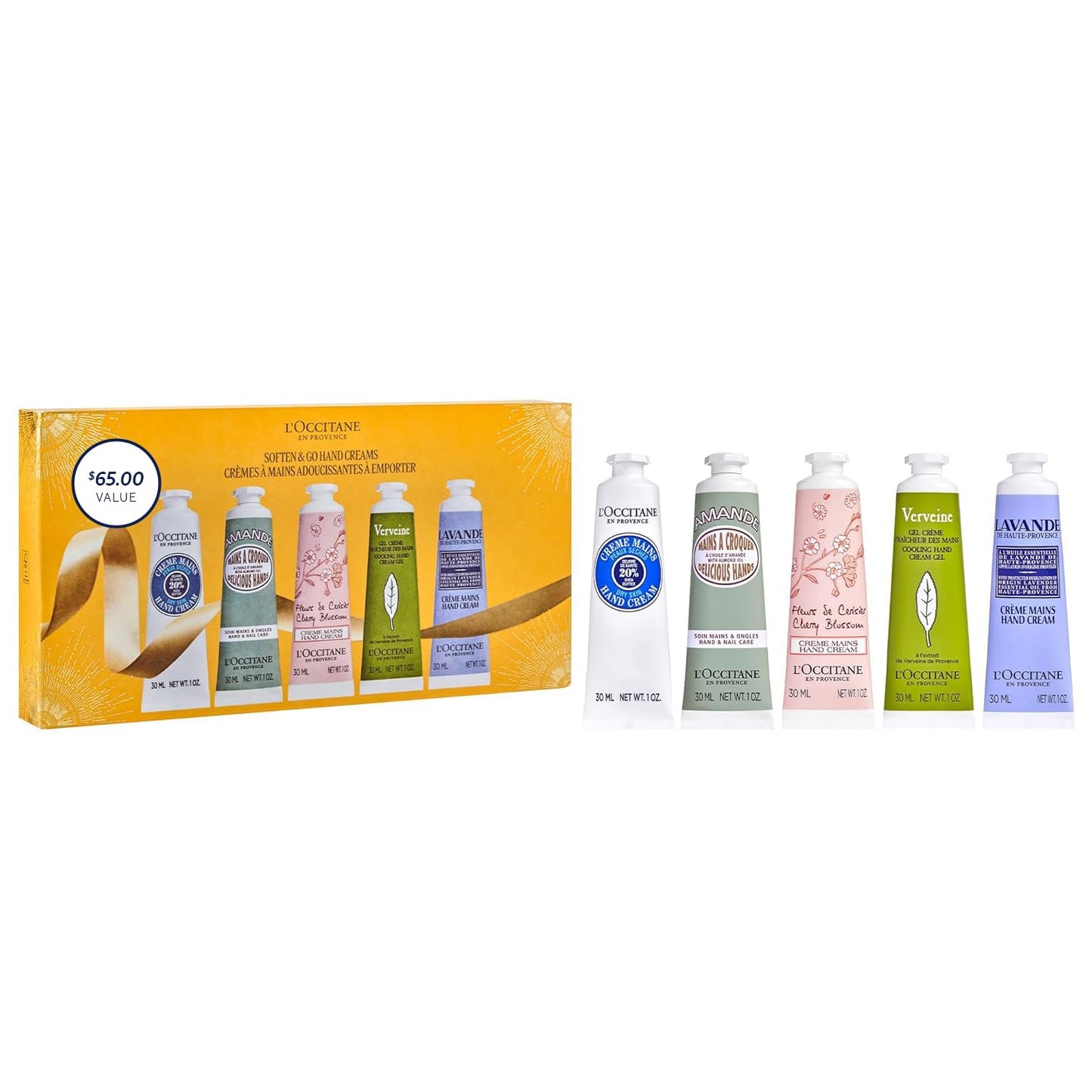 L'OCCITANE Soften & Go Hand Creams Gift Set: 5 Piece Nourishing & Protective Hand Cream Holiday Set