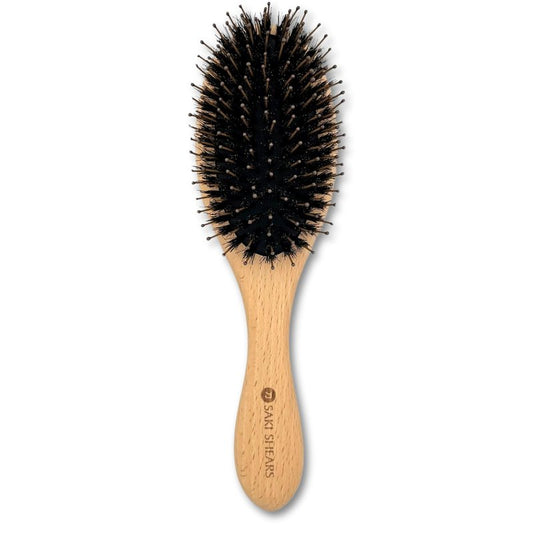 Premium Nylon & Boar Bristle Brush for All Hair Types – Effortless Detangling, No Pulling or Breakage – Smooths, Softens, and Enhances Texture While Stimulating Scalp Health (Black)