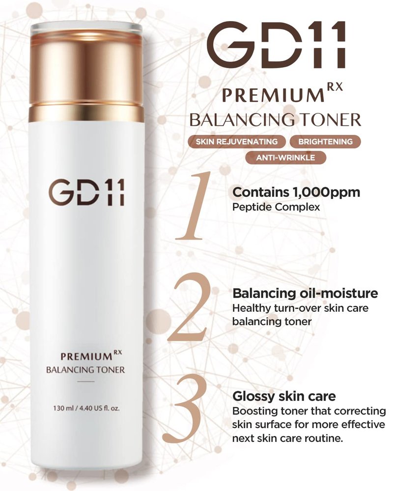 GD11 Premium RX Balancing Toner, Exosome-enriched Liposomal Complex with Sodium Hyaluronate & Panthenol for Skin Moisture Support, Hydrating Toner for Glow, Korean Skin Care (4.40 Fl Oz / 130ml)