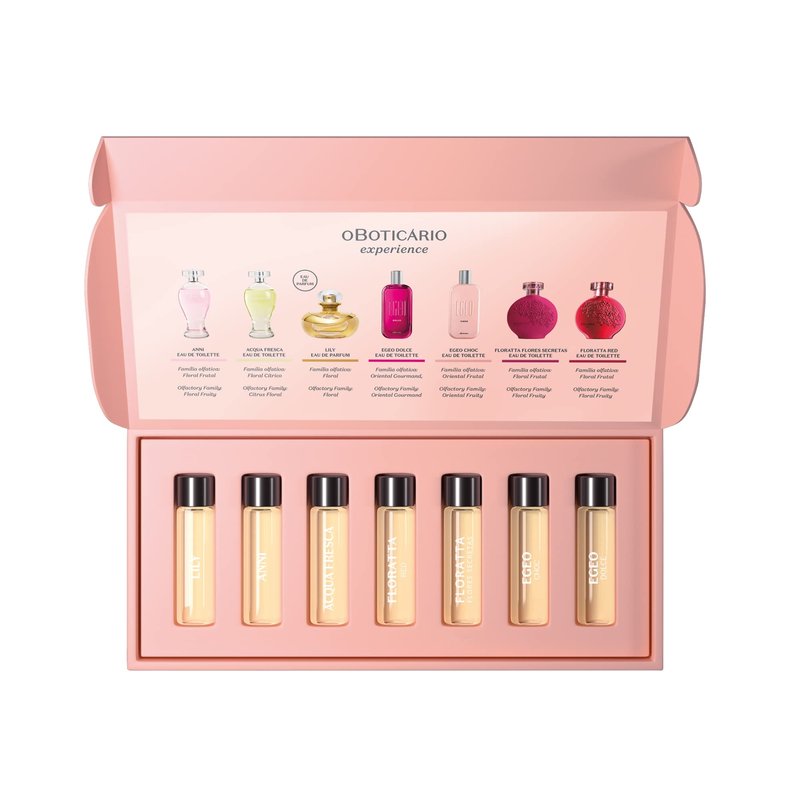 O BOTICARIO Experience, Perfect Starter Sampler Kit for Women, 7x4ml Mini Scents, Eau de Perfumes (1 Set)